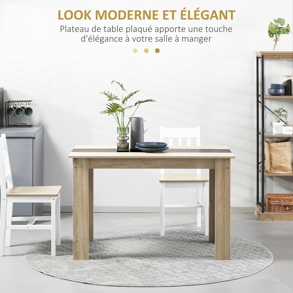 Dining Table Kitchen Table Modern Design with Large Top 2-4 People In Wood Dim. 120L X 69W X 75H Cm