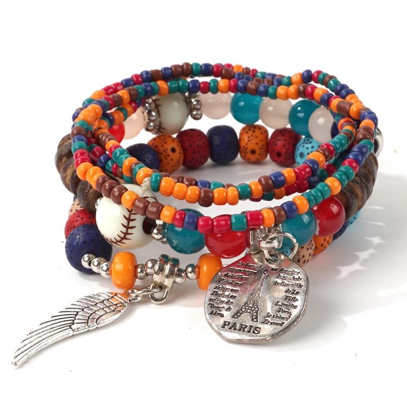 Bohemian bracelet creative tassel multi-layer beaded bracelet