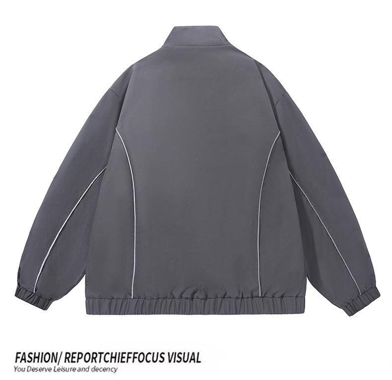 Cross2026 Men's Trendy Stand-up Collar Casual Jacket - Spring/Autumn, Loose-Fit, Academy Style, Lightweight, Sports Design