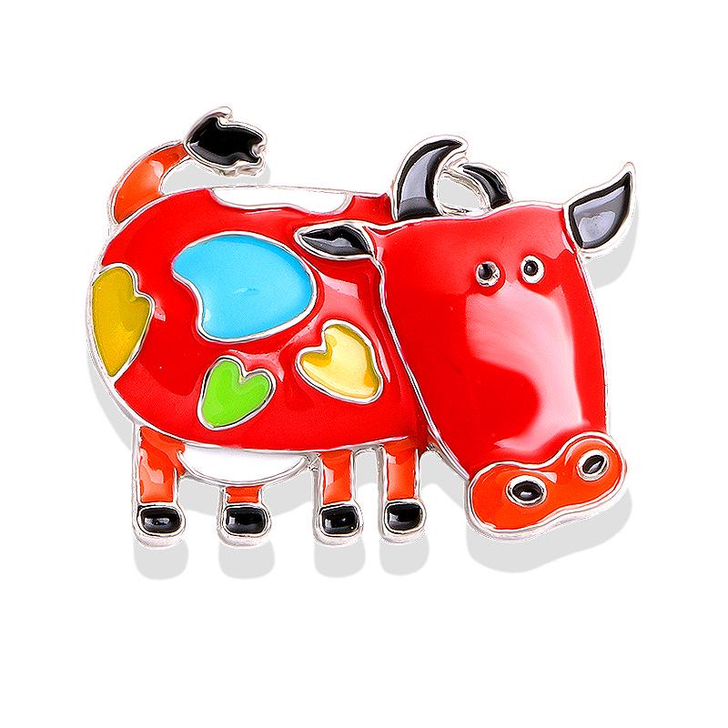 Cartoon Rhinestone Dairy Cow Brooch - Alloy Drip Oil Corsage Pin, Cute High-end Accessory