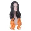 Peluca de Cosplay de Nezuko Kamado de Demon Slayer, Pieza de Cabello de Fibra de Alta Temperatura con Degradado Negro-Naranja