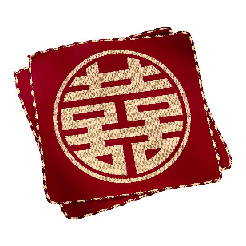 Women's Red Double Happiness Wedding Handkerchief - Bridal Dowry Pre-Wedding Set