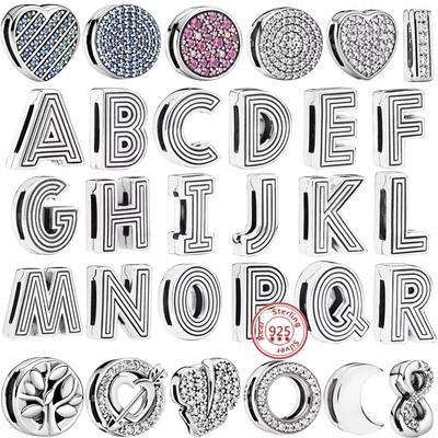 925 Sterling Silber Perle Buchstaben Herz Blätter Kreis Funkelnde Clip Charms Passen Reflexions Armband Edlen Schmuck