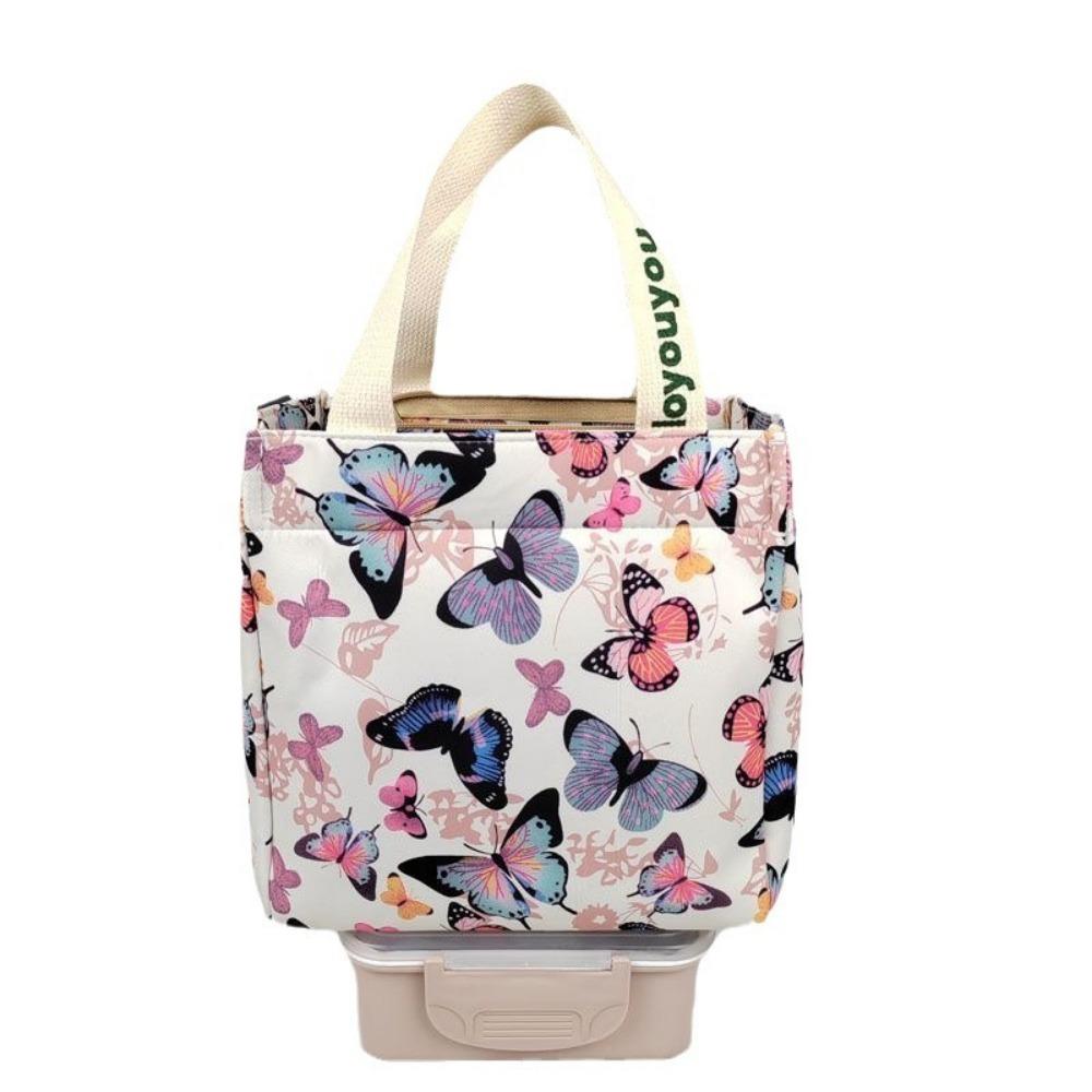 

Сумка-тоут из холста с принтом бабочек, большая вместимость, сумки для хранения, сумка для обеда, офисная сумка для работников розовый