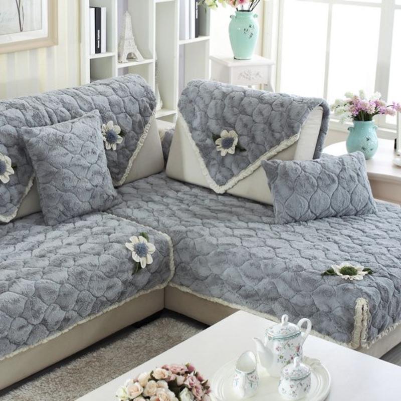 Thickened Plush Sofa Mat Winter Warm and Non Slip Sofa Towel Minimalist Modern All Inclusive Sofa Dust Cover