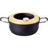 Maruyama Yellow Guard Tempura Pan with Thermometer, 18cm, C27175, with Oil Splash Guard, Induction and Gas Stove Compatible, Iron, Perfect for Deep Fr