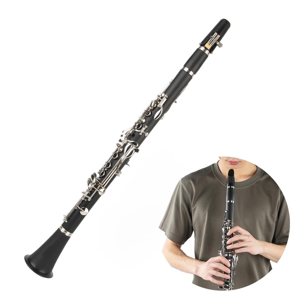 Clarinet Set 17 Key Wood Bb with Cleaning Cloth Reed Screwdriver Box Musical InstrumentBlack