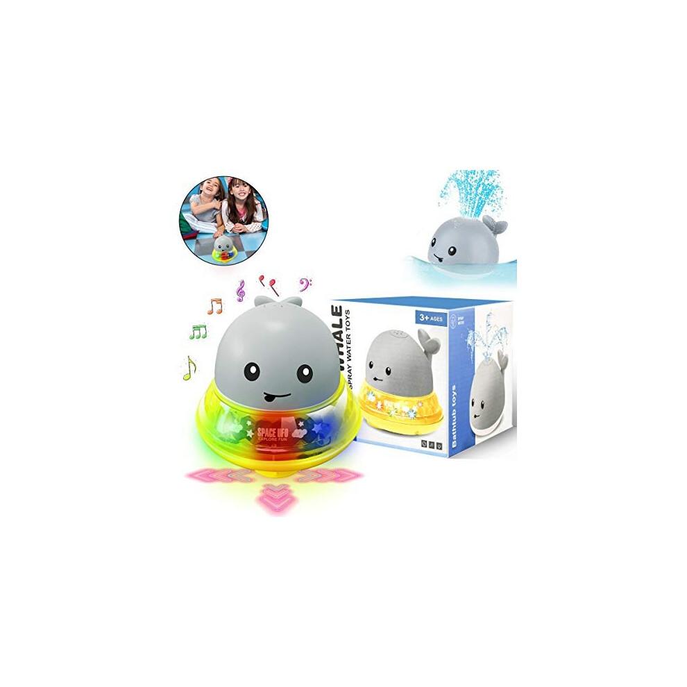 Whale Bath Toys, Baby Bath Toys with Music Space, Led Light up Water Spray Sprinkler Bath Toy for Kids Toddler Infant Whale Bathtub Toy for 0-6 1