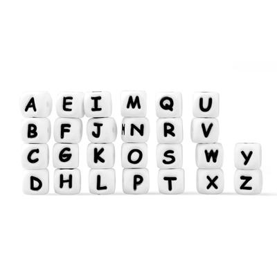 20Pcs 12mm Silicone Beads Letters Pacifier Clips Baby Teething Teethers English Alphabet DIY Name Beads Nipple Holder Chain Toys