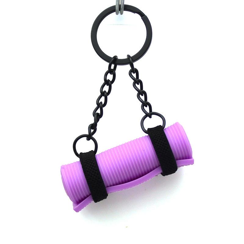 New Style 2025 Yoga Mat Keychain: Sports & Fitness Pendant with Colorful Dopamine Design