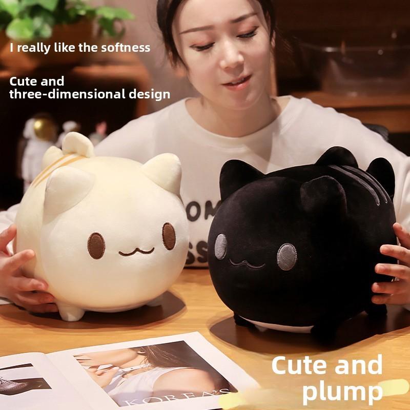 Almofada de Pelúcia de Gato com Pelúcia Curta Super Macia Para Crianças e Adultos