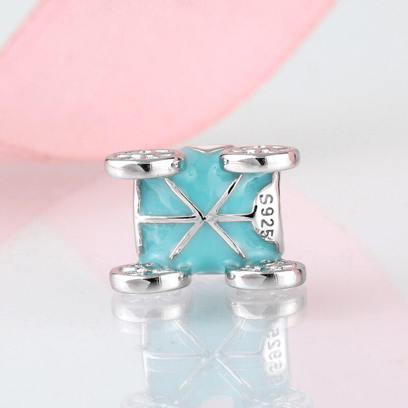 KATAOKA Fantasy Fairy Tale Princess Carriage Sky Blue Enamel Beads 925 Sterling Silver Fit Original Charm Bracelet Jewelry