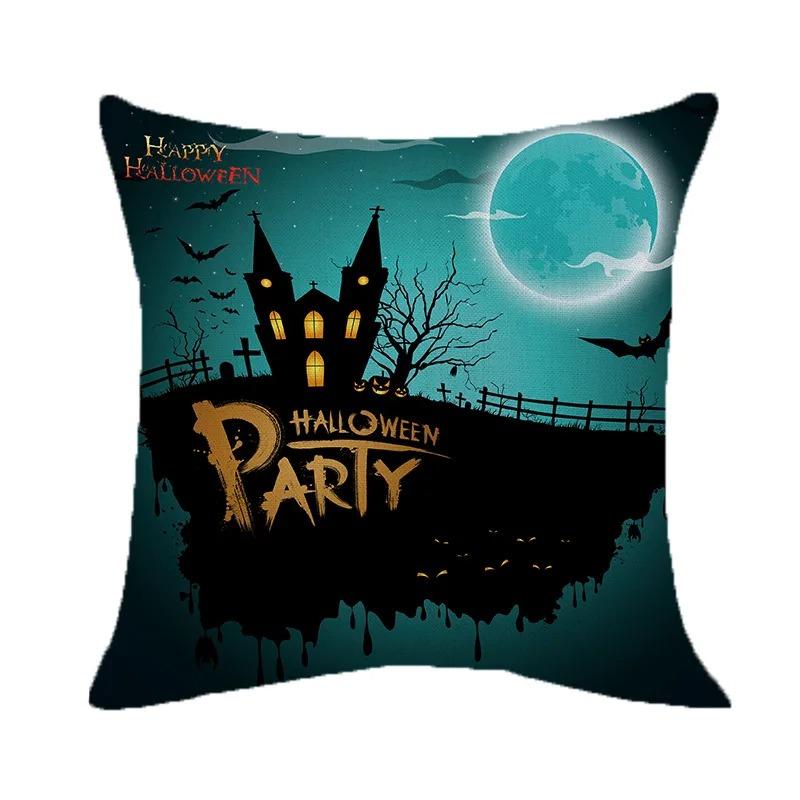 Halloween Theme Pillow Cover Car Office Living Room Sofa Halloween Pumpkin Lantern Decoration Pillow Cover