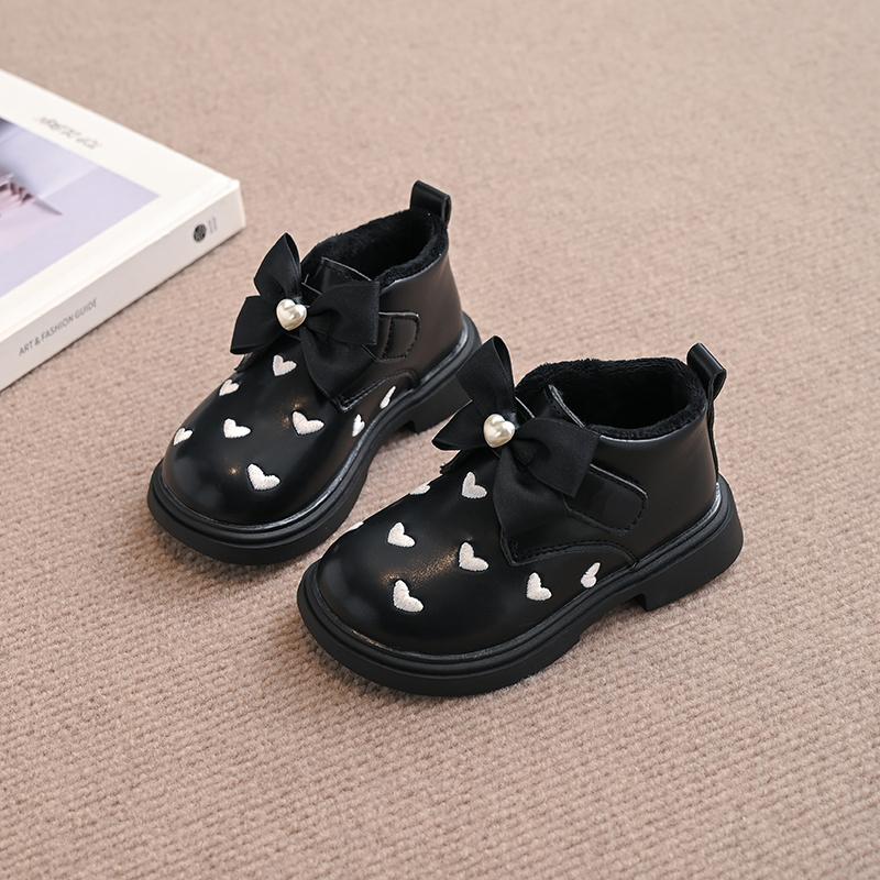 Children Fashion Boot Lolita Style Girls Princess Ankle Boots Sweet Heart Embroidered Winter Fashion Kids Cotton Warm Boots