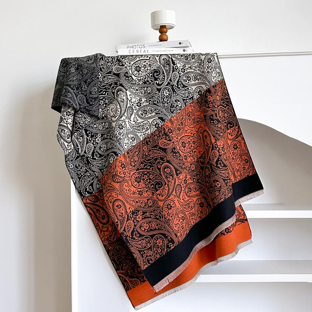 Scarf Women'S Winter Retro Exotic Cashew Flower Autumn And Winter Imitation Cashmere Scarf High-End Temperament Shawl