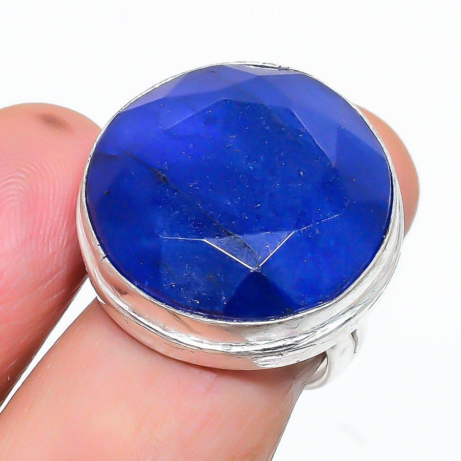 

Сапфир(Смоделированный) Этническое ювелирное кольцо ручной работы с драгоценными камнями, размер 7 VR-2209