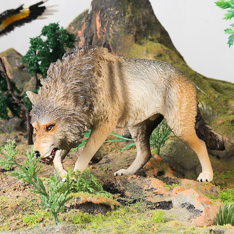 Oenux Big Size Savage Wild Beast Animals Wolf Wolves Model Action Figures Collection Solid PVC High Quality Home decor Toy Gift