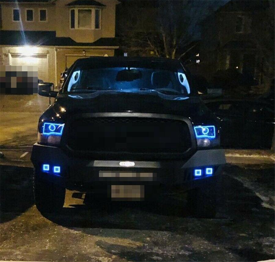 Pair 3X3Inch 24W Spot Cube Pods Led Work Light Bar With Rgb Angel Eyes