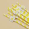 Creative Little Daisy Pink Flower Paper Party Straw with Card