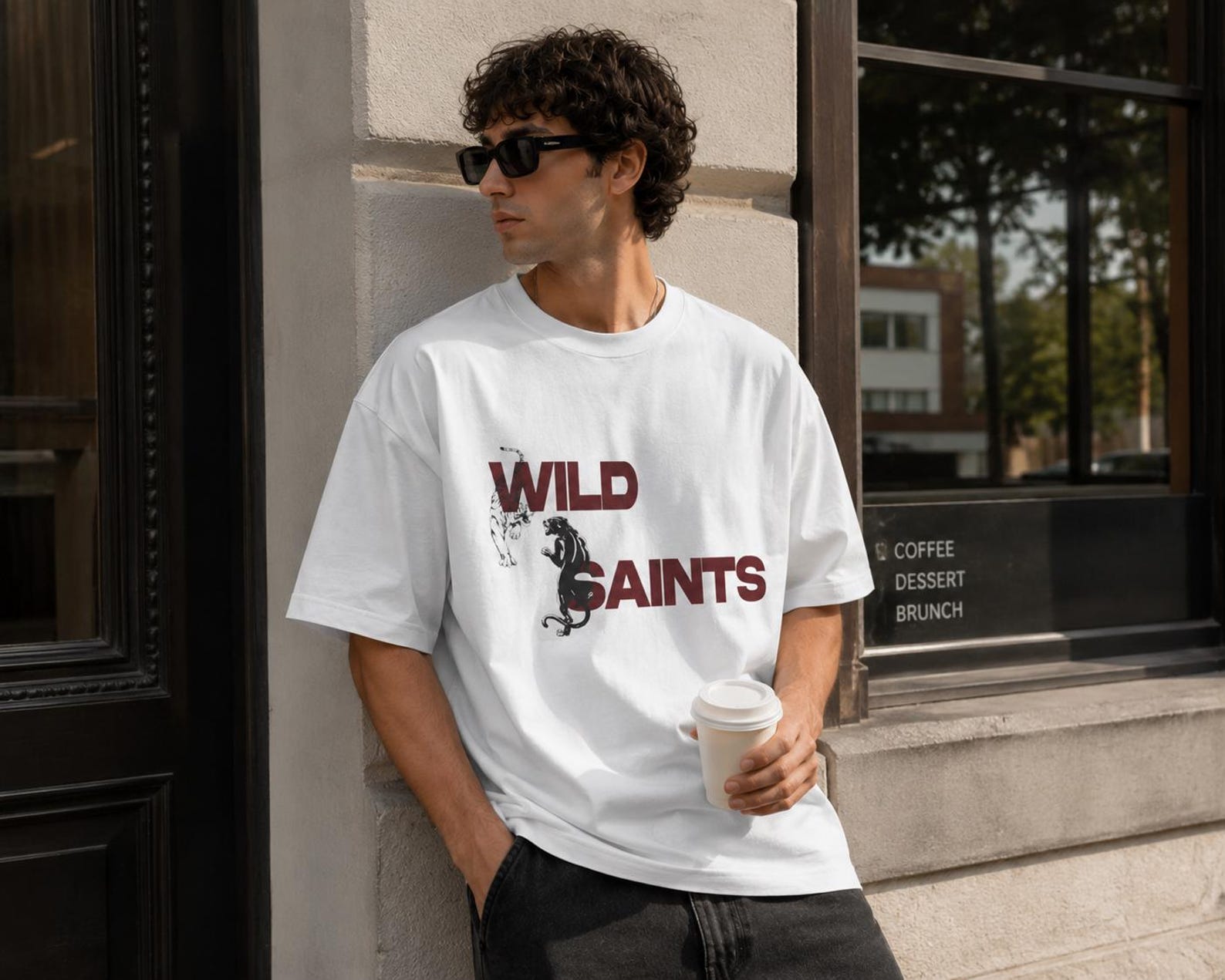 Wild Saints T-Shirt | Grunge Streetwear Tee | Gothic Urban Graphic Shirt | Minimal Alternative Fashion Tee | Edgy Typography Streetwear XL