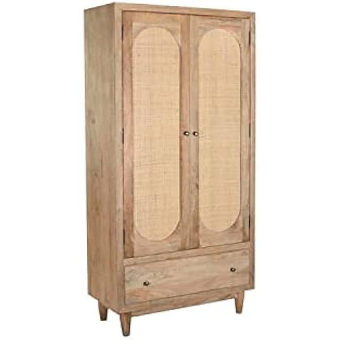 Armoire - DKD Home Decor - Standard - Marron - Rotin et Bois - 90x40x180 cm