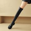 Krazing Pot Microfiber Autumn Winter Shoes Med Heels Flat Platform Size 42 Over-the-knee Boots Slip on Elastic Thigh High Boots