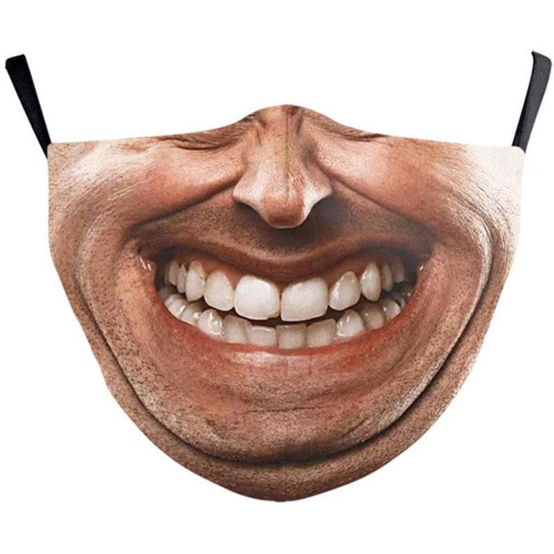 Adults Mouth Masks Comical Printed Cotton Blend Facial Expressions Fashion Face Shield Masque Facial Masks Halloween Supply
