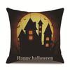 Halloweenska ľanová obliečka na vankúš Potlačená obliečka na vankúš