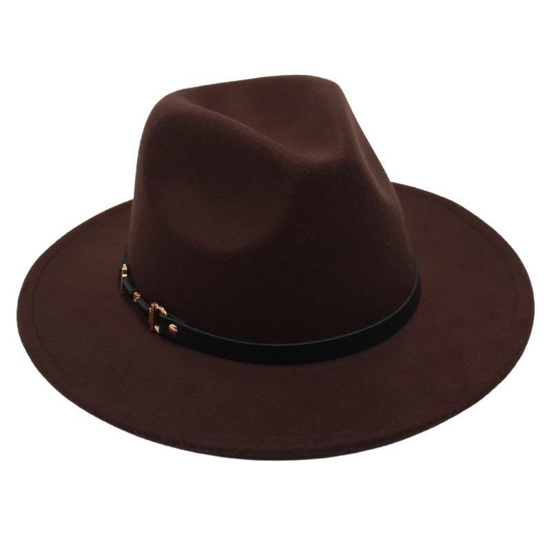 Suit Top Hat American Drama Belt Buckle Jazz Hat Men And Women Felt Hat Woolen Hat Big Brim Fedora Hat Jackson