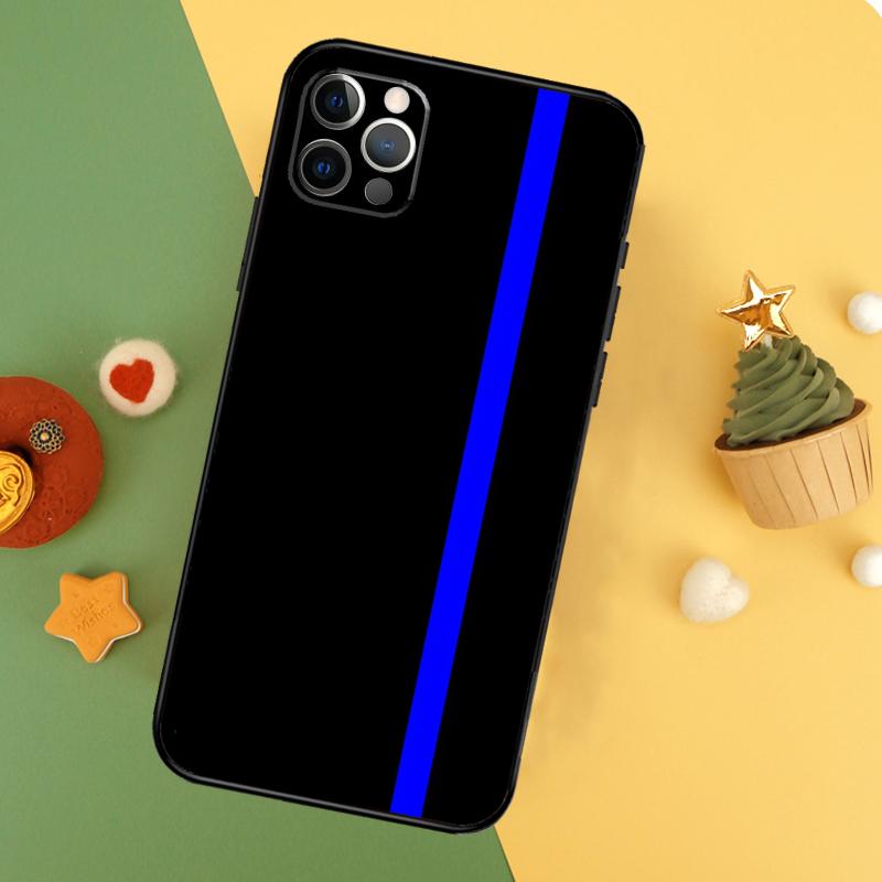 Police Styled Thin Blue Line Flag Case For iPhone 13 12 Mini 11 14 16 15 Pro Max 7 8 Plus X XR XS Max Back Cover