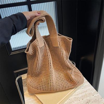 Women Shoulder Bags Large Capacity Crochet Tote Bag Fashion New Knitting Handbags Female Hollow Woven Shopping Bag