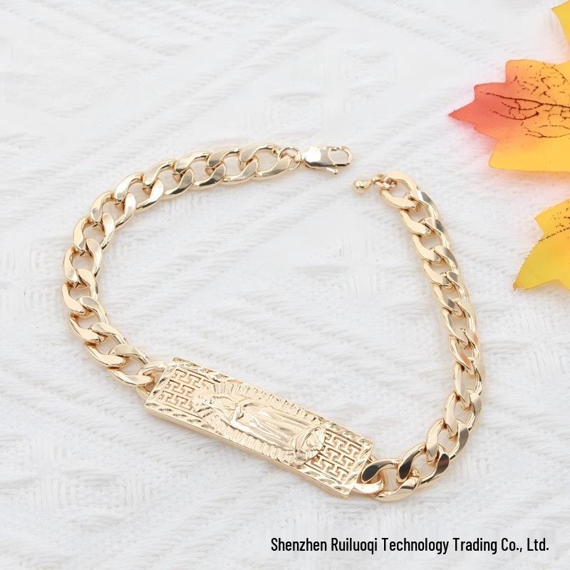 Трехцветный браслет Фигаро с изображением Девы Марии 22 cm