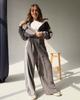 Sport und Freizeit neue Kapuzenjacke Kordelzug locker gerade kontrastierende gestreifte Hose Wide-Leg-Hose zweiteiliges Set Damen