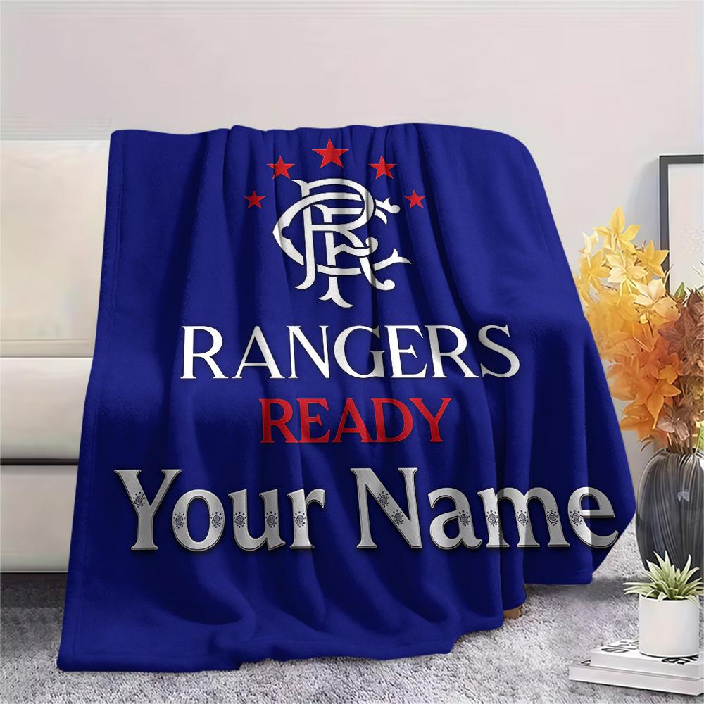 1PC Custom Name Rangers F.C Patterned Flannel Blanket Suitable For All Seasons for Home Decor Warmth and Comfort Gifts Holiday Present -HE182