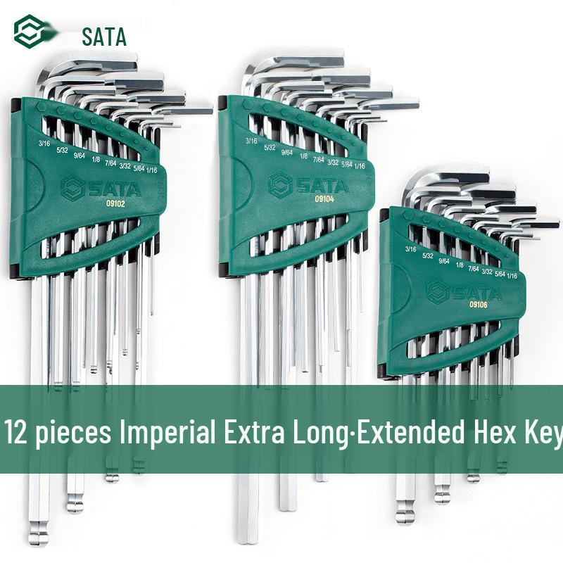 SATA Extra-Long Ball-End Hex Key Set, Inch Sizes (09102-09108)