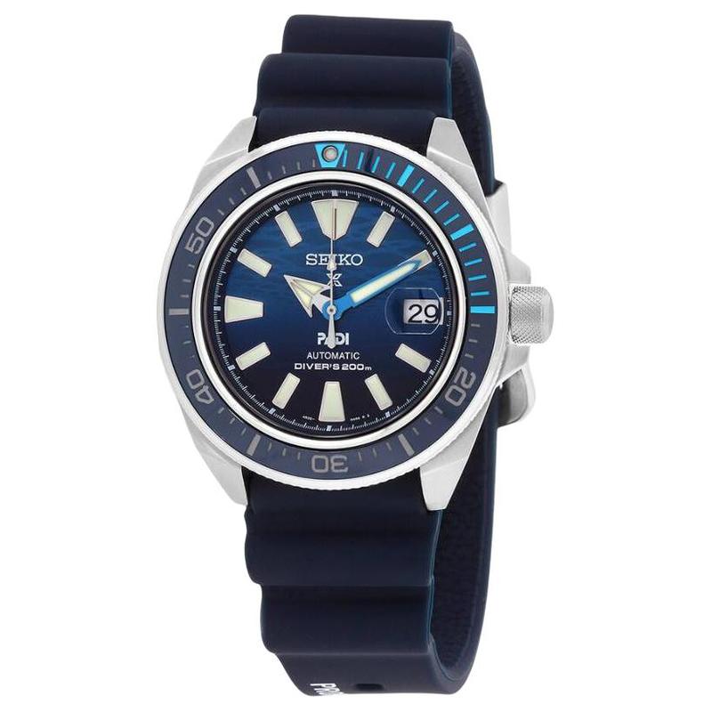 SEIKO 200 meters waterproof Automatic silicone strap 43.8mm men s watch blue dial SRPJ93 синий