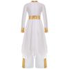 Mädchen Liturgisches Tanzoutfit Langarm Colorblock Metallic Lyrisches Kleid Weitbeiniges Hosen-Set
