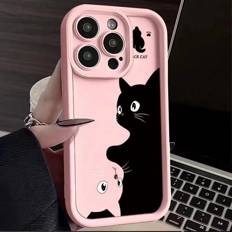 Couple personalized cat suitable for Apple 16promax mobile phone case iPhone17 cartoon 13 pro silicone soft case