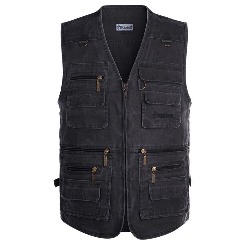 Men's Plus Size Multi-Pocket Outdoor Vest for Spring and Fall