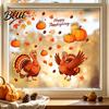 Festival Atmosphere Layout Supplies Thanksgiving Static Window Clings Cartoon Double Turkey Pumpkin Maple Leaf No‑Glue Seasonal Home Party