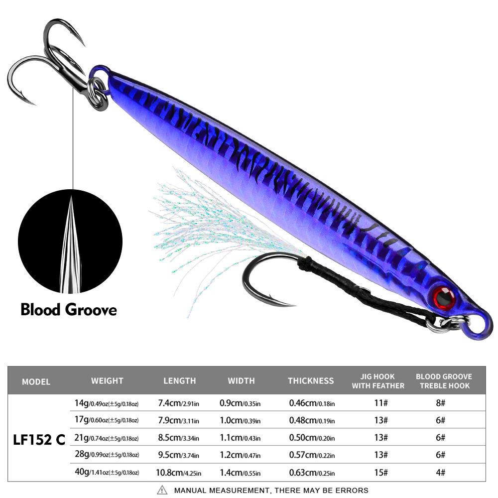 

3D быстро рисующая приманка для морской рыбалки с крючком для ловли с лодки на дрейфующую скумбрию, дальний заброс, тонущий железный пластинчатый рыболовный инвентарь 14G