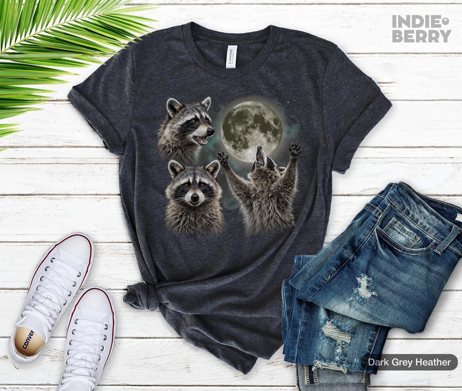 Raccoon Graphic T-Shirt, Vintage 90s Raccoon Tee, Retro Moon Raccoon Shirt, Funny Animal Tee, Washed Oversized Shirt, Raccoon Lover Gift 3XL
