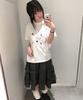 AWESOME STUDIO Flower Patchwork Short Sleeve T-Shirt Ivory