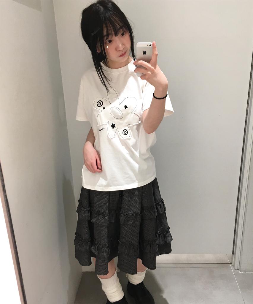 AWESOME STUDIO Flower Patchwork Short Sleeve T-Shirt Ivory