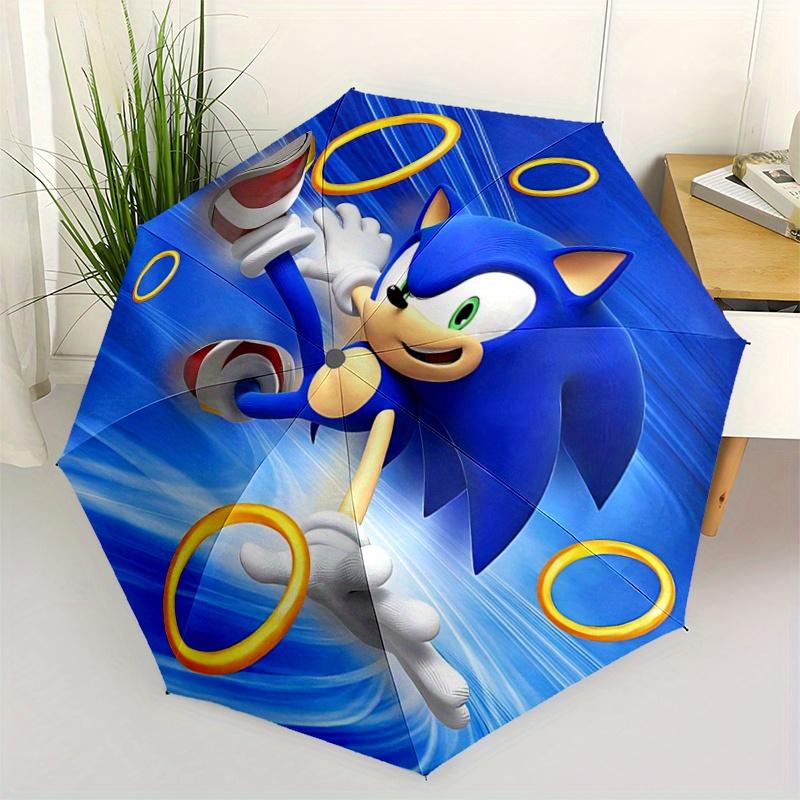 

1pc Sonic the Hedgehog Automatic Opening/Closing Umbrella - Portable 3-Fold Design with 8 Ribs, Outdoor, for Fans, Travelers, Daily Use, Gift Ide