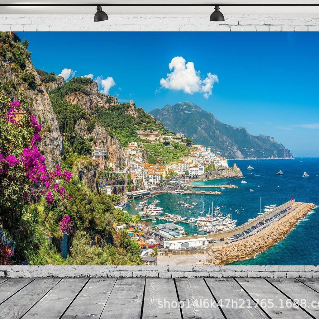 Italian Natural Scenery Tapestry, Room Hanging Cloth, Bedroom Wall Blanket, Bedroom Wall Cloth, Living Room Decorative Cloth
