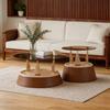 2-Piece coffee table set with glass top – modern nesting design living room table, tempered glass, metal frame, space-saving, approx. dimensions