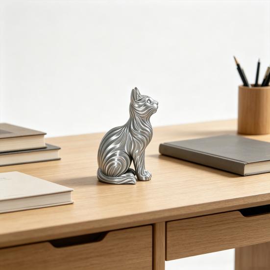 3D Printed Cat Figurines, Modern Artistic Cat Ornaments for Cat Lovers, Artistic Cat Sculpture with Stable Base for Home Entryway