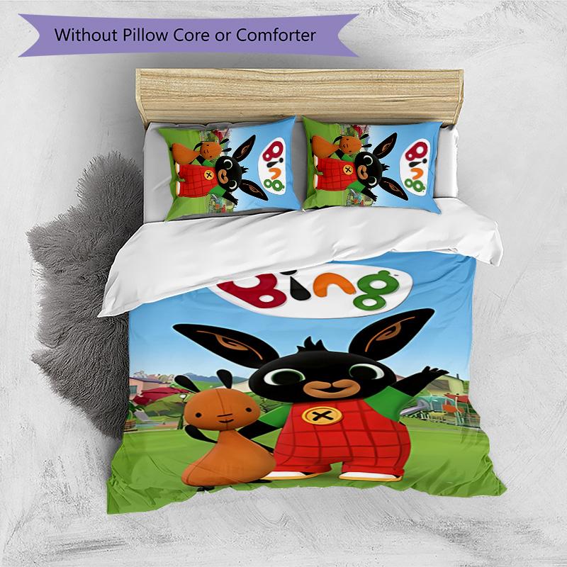 3pcs Bing pattern bedding set duvet cover set includes duvet cover &pillowcases,perfect all season bedroom decoration&gift
