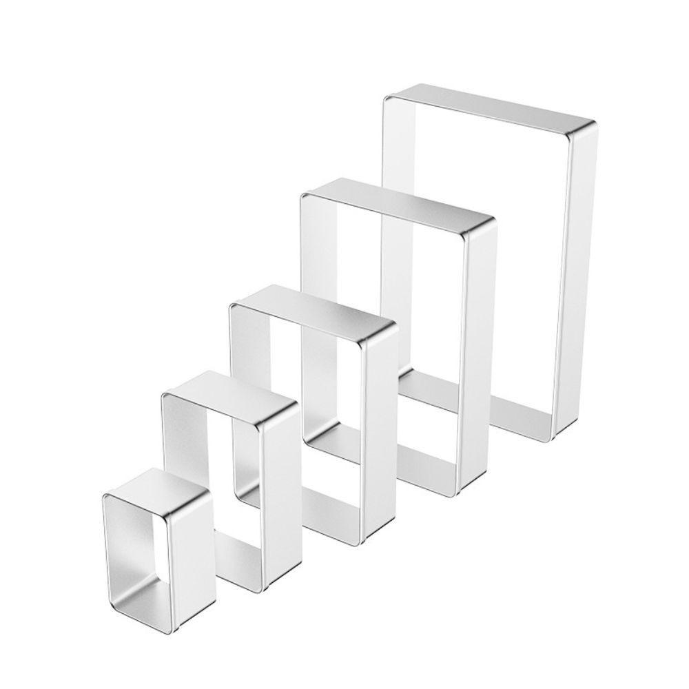 5Pcs/Set Stainless Steel Cookie Cutter Rectangle Dough Mold Bake Tools Biscuit Mold  Pastry